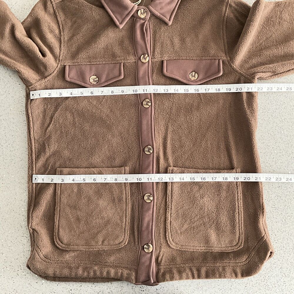 Blank NYC Shacket Brown Fleece Button Front Cozy Soft Boho L - Picture 6 of 12